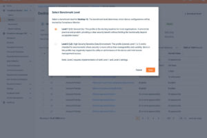 Compliance Monitor - Devices Details - Select Benchmark Level modal